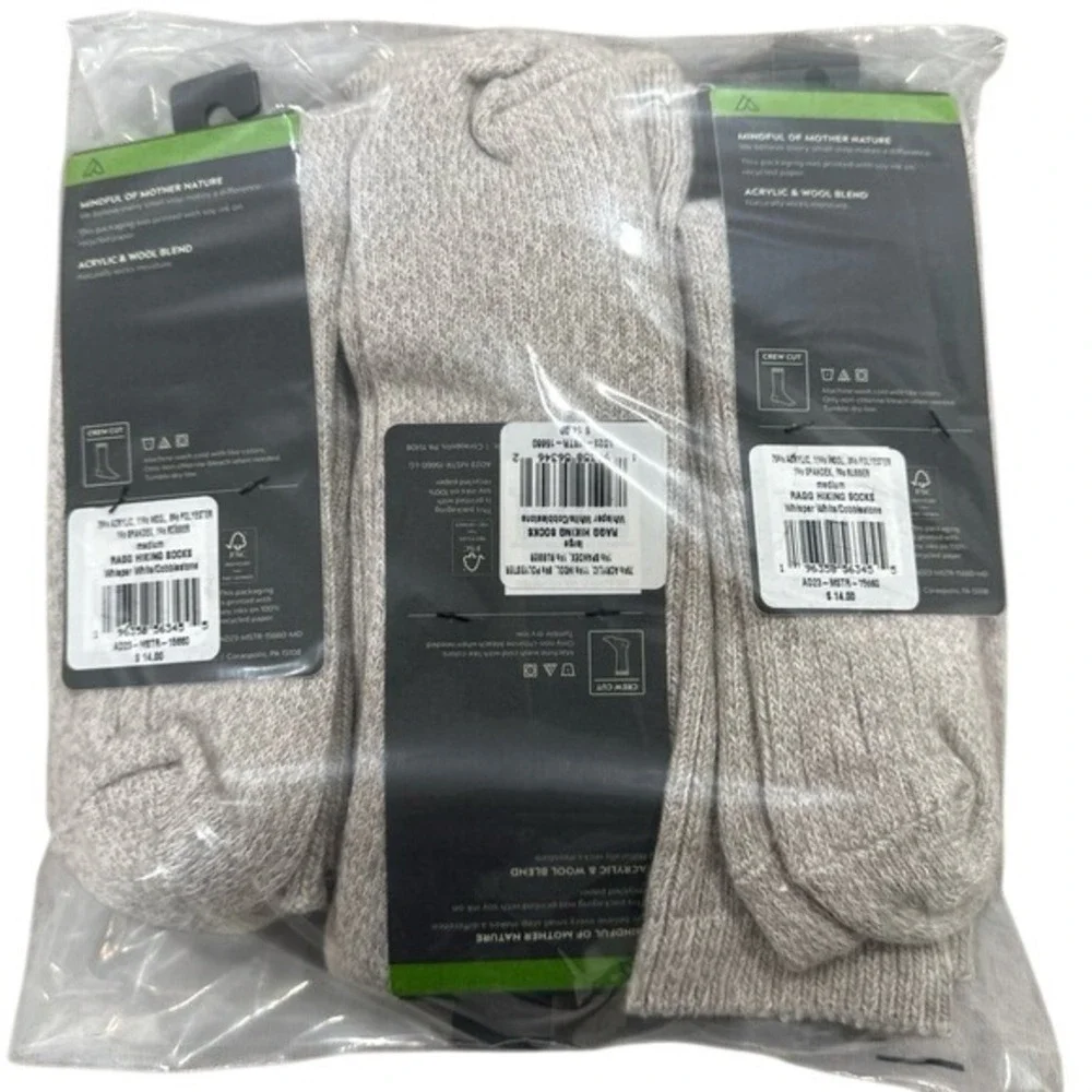 Alpine Design Ragg Hiking Crew Socks Men's Medium & Large 6-Pair‎ NWT